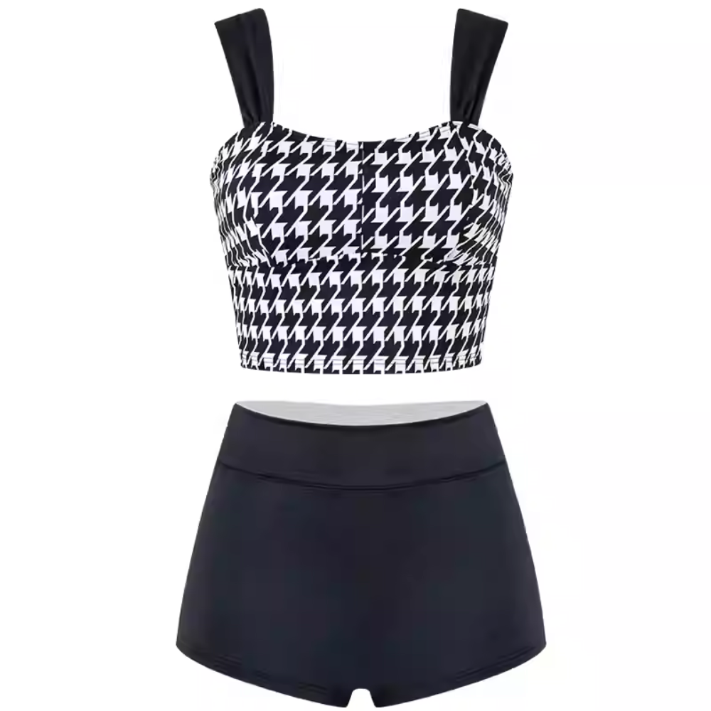 SB51W02P8A-New swimsuit women's houndstooth sexy retro slim hot spring island tour two-piece swimsuit
