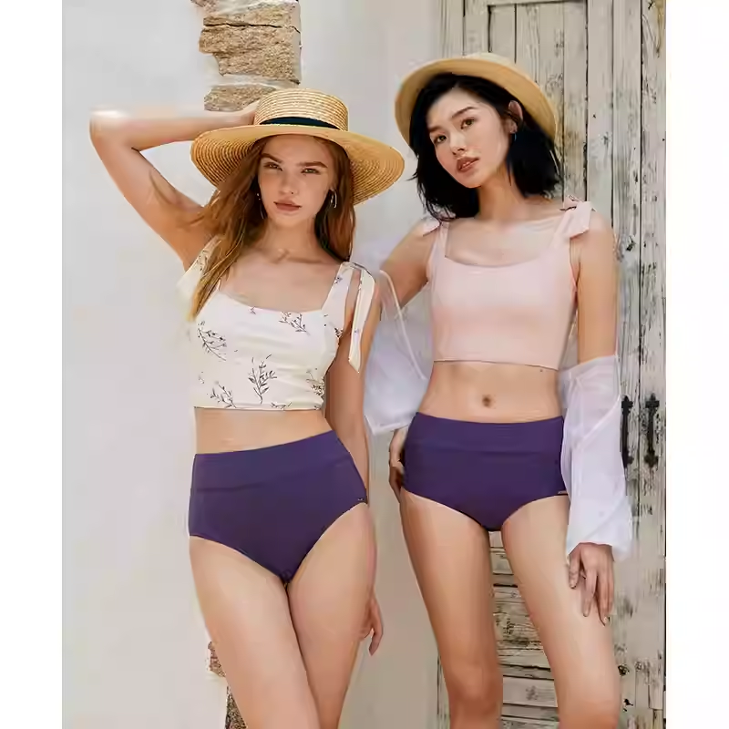 SBSWT21-01B The latest girl's high-end split-style swimsuit, featuring retro-inspired sexy fashion that accentuates curves and slims the figure