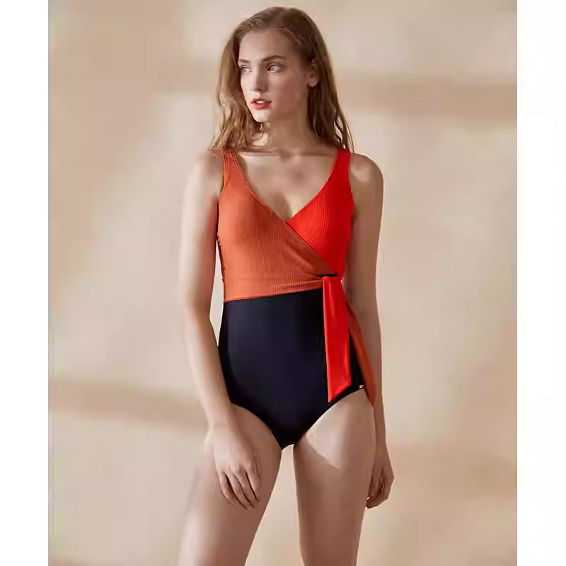 SBSS212W17S9A- Women's European-inspired one-piece swimsuit with a sexy V-neck design