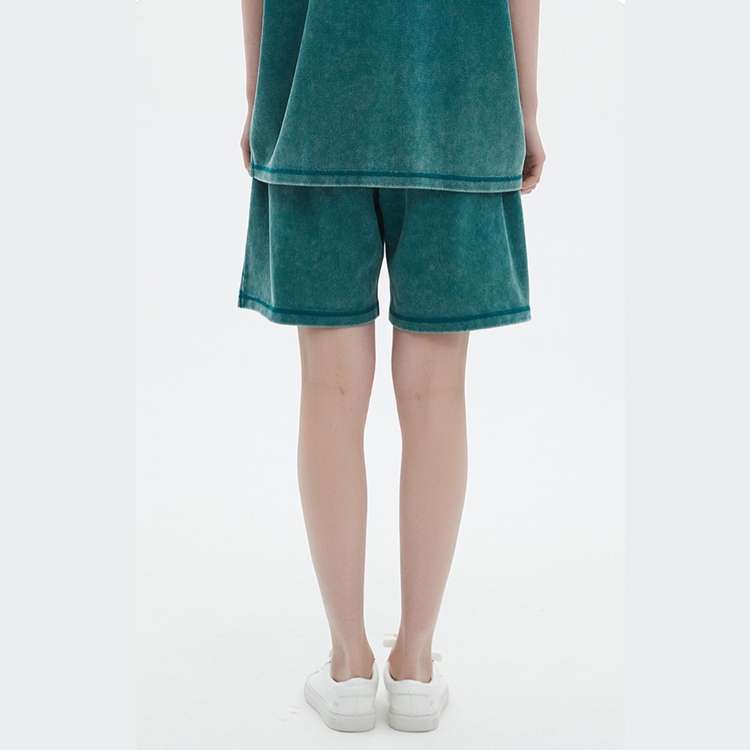 SB7685-Pique cotton 400g batik washed and distressed men's shorts