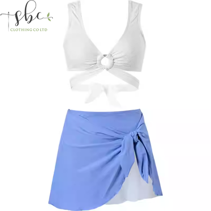 SBSWT24-08A-Women's Summer High-End Vacation Bikini with Thermal Bath Skirt-Style Split Design