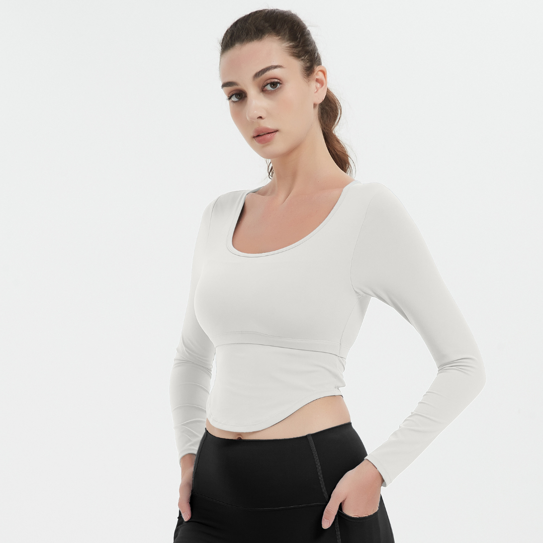SB1575-NUF slim long-sleeved yoga wear with removable chest pad sports top