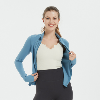 SB1610-Thick velvet stand-up collar plus velvet yoga jacket
