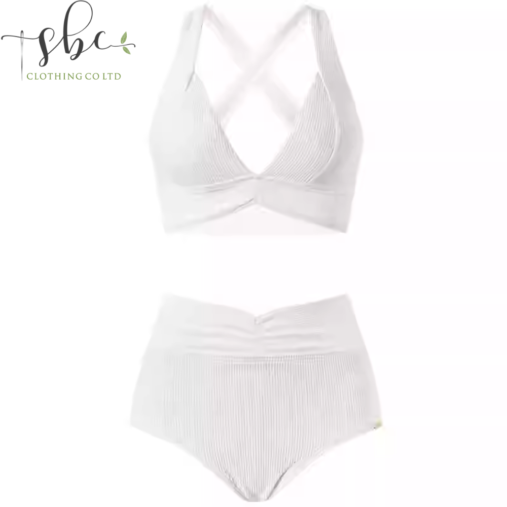 SBSWT23-06A-Women's swimwear featuring a deep V-neck design ，high-waisted split swimsuit  and low-waisted bikini