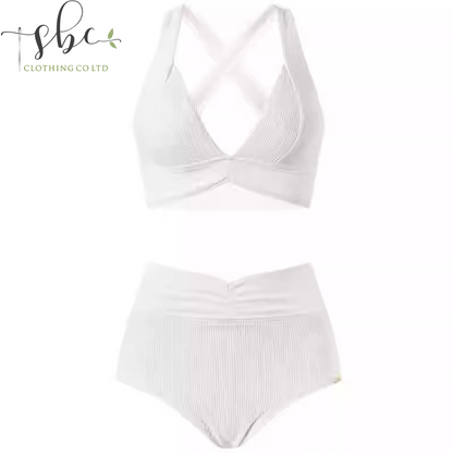 SBSWT23-06A-Women's swimwear featuring a deep V-neck design ，high-waisted split swimsuit  and low-waisted bikini