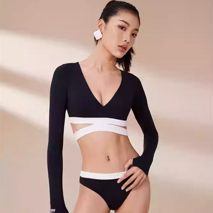 SB21W02S6A-New surf bikini swimsuits with long sleeves for women
