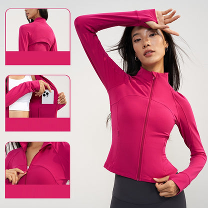 SBHP1596-High collar outdoor yoga wear women's zipper fitness sports jacket