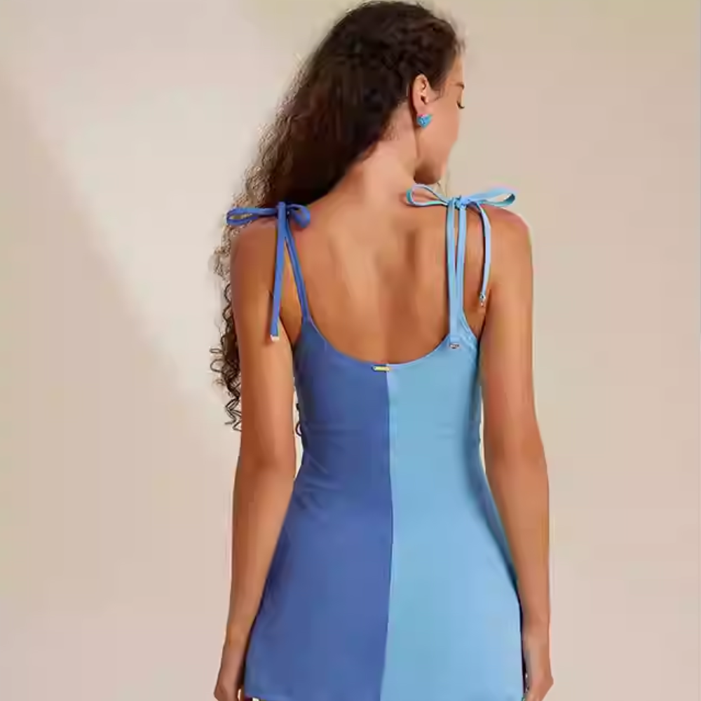 SBSWS22-07B- Flirty Backless Lurex Edge One-Piece Swimsuit with Belly Conceal & Slimming Fit-Goddess-Style