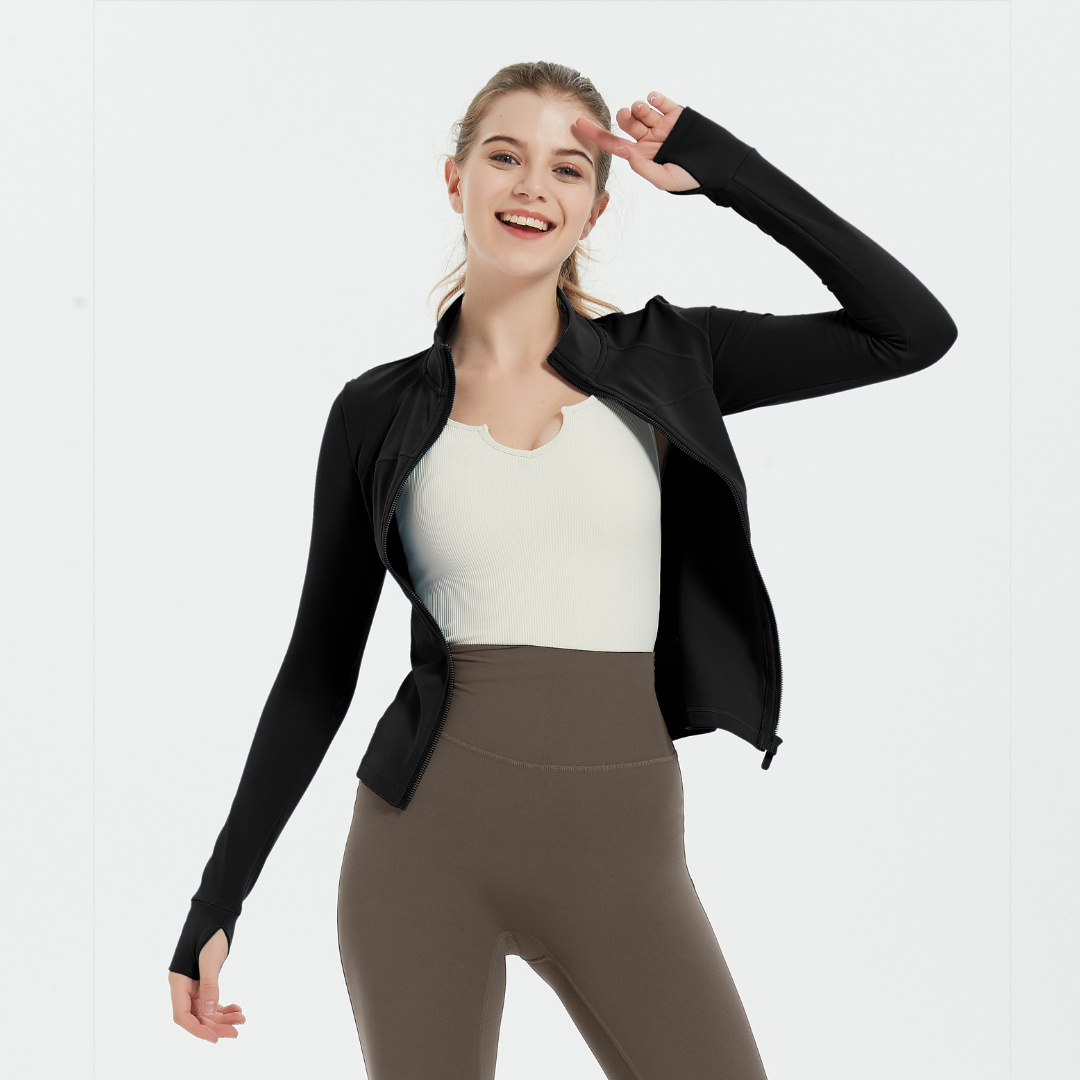 SB1610-Thick velvet stand-up collar plus velvet yoga jacket