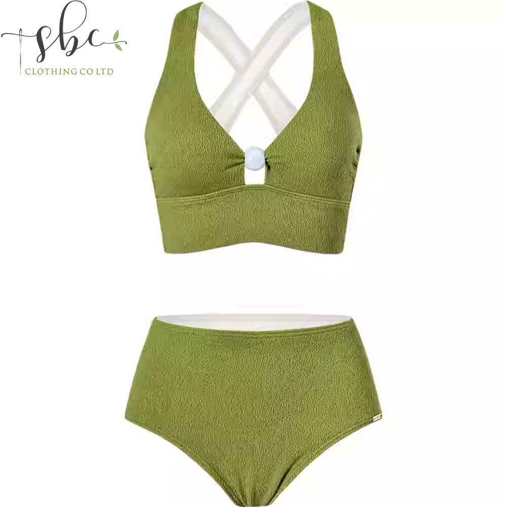 SBSWT25-01A French-style swimsuit for women: sophisticated split design with conservative belly-hiding silhouette for slimming effect