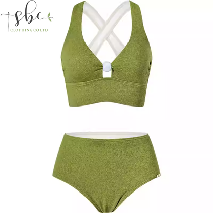 SBSWT25-01A French-style swimsuit for women: sophisticated split design with conservative belly-hiding silhouette for slimming effect