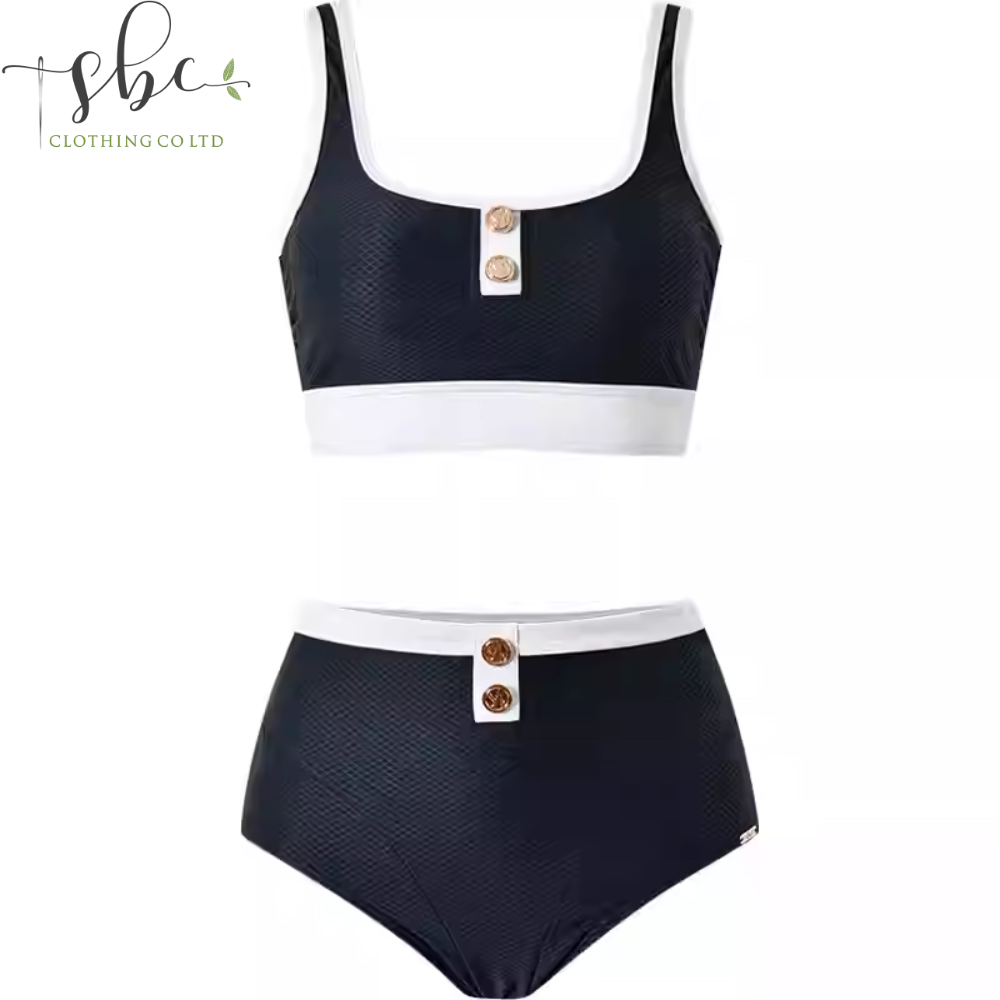 SBSWT24-09A Women's high-waisted swimsuit with retro-inspired color clashes