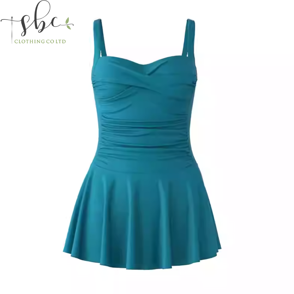 SB24W22P2C-Plus-size swimsuit for women: premium hot spring skirt with a conservative one-piece design