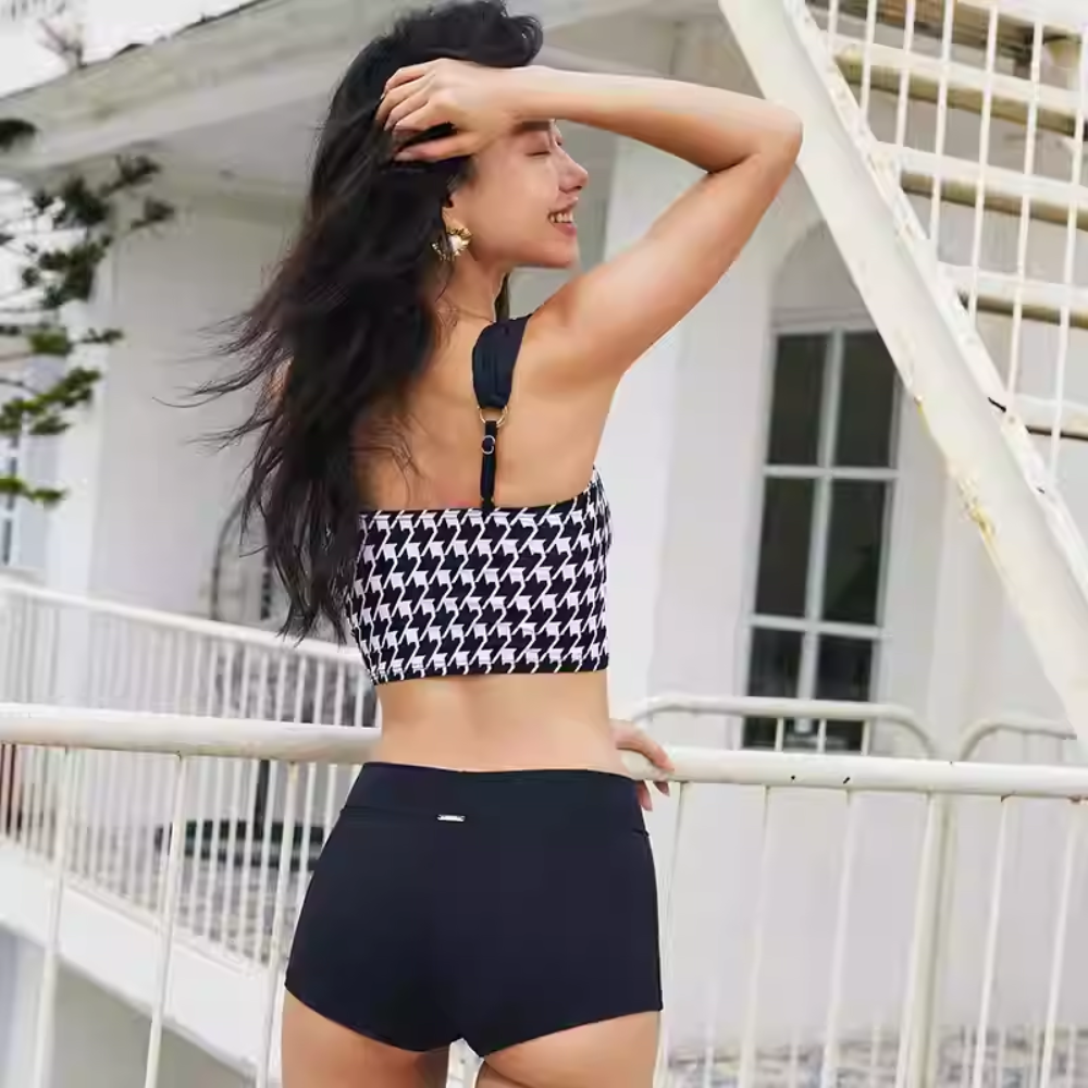 SB51W02P8A-New swimsuit women's houndstooth sexy retro slim hot spring island tour two-piece swimsuit