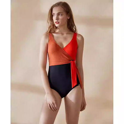 SBSS212W17S9A- Women's European-inspired one-piece swimsuit with a sexy V-neck design