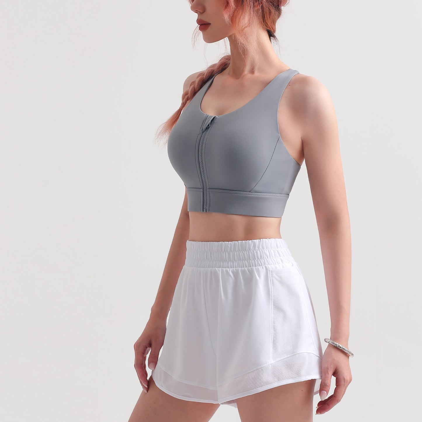 SBHP1457- YKK front zipper fitness bra European and American shock-absorbing push-up sports bra